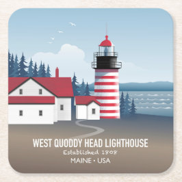 West Quoddy Head Lighthouse スクエアペーパーコースター