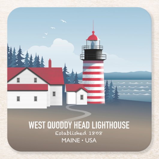 West Quoddy Head Lighthouse スクエアペーパーコースター (正面)