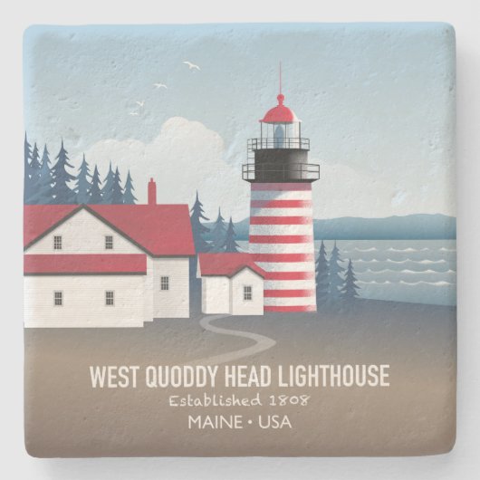 West Quoddy Head Lighthouse ストーンコースター (正面)