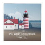West Quoddy Head Lighthouse タイル<br><div class="desc">Colourful artwork of the visually striking West Quoddy Lighthouse, situated at the most eastern point of continental USA. Perfect for anyone who loves this fantastic part of Maine.</div>
