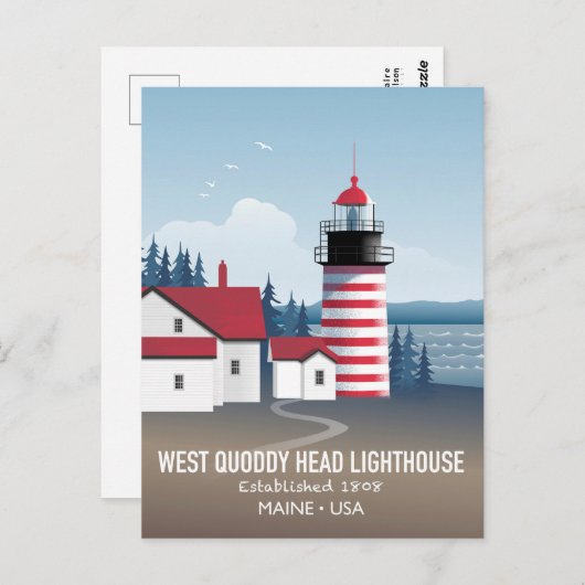 West Quoddy Head Lighthouse ポストカード (正面/裏面)