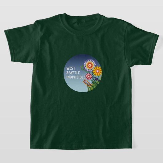 West Seattle Indivisible Kids GreenFlower t-shirt. Tシャツ (レイダウン)