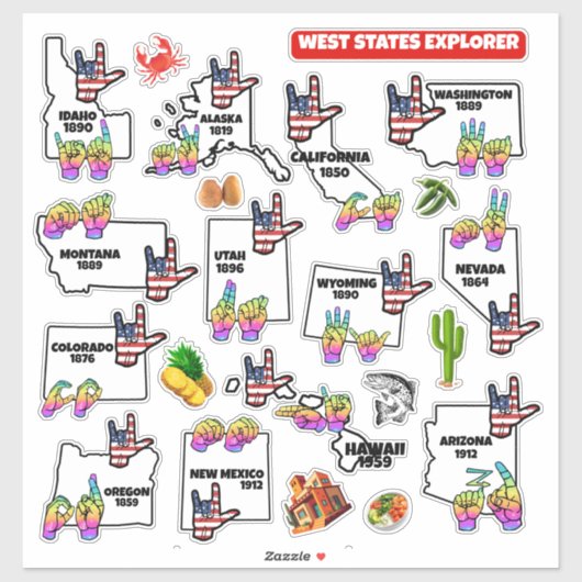 West States Explorer — Educational Sticker シール (シート)