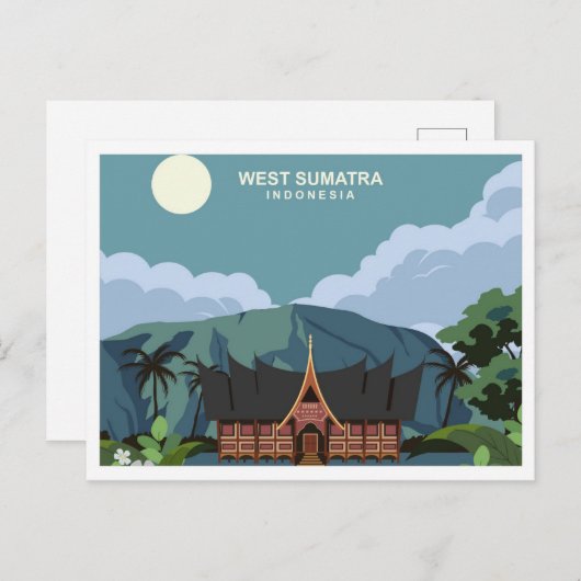 West Sumatra Indonesia travel place illustration ポストカード (正面/裏面)