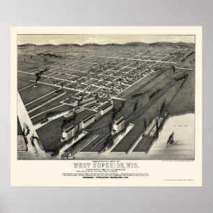 West Superior, WIパノラママップ – 1887 ポスター