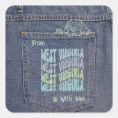 West Virginia Dog in Jean Pocket Squareステッカー スクエアシール (正面)