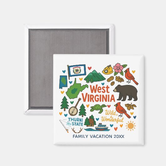 West Virginia Family Trip Keepsake Personalized マグネット (正面/裏面)