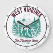 West Virginia Mountain State Bear  ラージ壁時計 (正面)