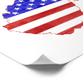 West Virginia Outline Map Shaped American Flag ポスター (角)