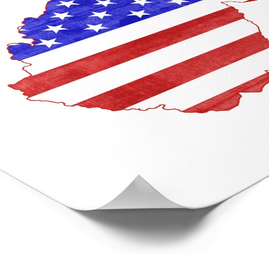 West Virginia Outline Map Shaped American Flag ポスター (角)