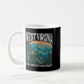 West Virginia Retro Bear Mountain Graphic  コーヒーマグカップ (左)