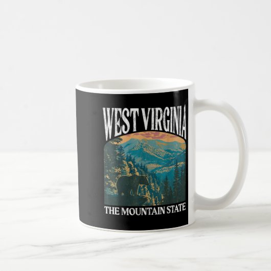 West Virginia Retro Bear Mountain Graphic  コーヒーマグカップ (右)