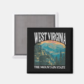 West Virginia Retro Bear Mountain Graphic マグネット (正面/裏面)