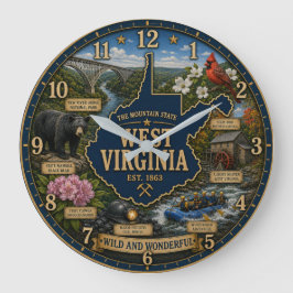 West Virginia State Mountain Appalachian Heritage ラージ壁時計