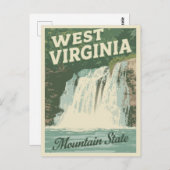 West Virginia Waterfall Vintage Travel ポストカード (正面/裏面)