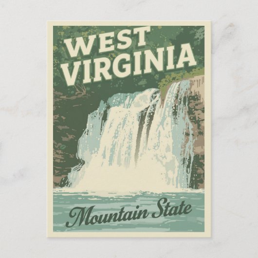 West Virginia Waterfall Vintage Travel ポストカード (正面)