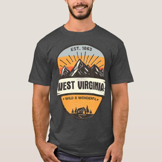 West Virginia Wild And Wonderful Vintage Retro Tシャツ (正面)