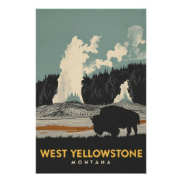 West Yellowstone Montana Bison ポスター