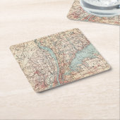 Westchester County、ニューヨークの地図 スクエアペーパーコースター (アングル)