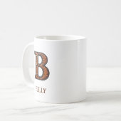 Western風 レザーイニシャルモノグラム B コーヒーマグカップ (正面左)