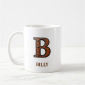 Western風 レザーイニシャルモノグラム B コーヒーマグカップ (左)