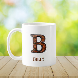 Western風 レザーイニシャルモノグラム B コーヒーマグカップ