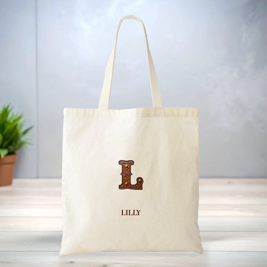 Western風 レザーイニシャルモノグラム L トートバッグ