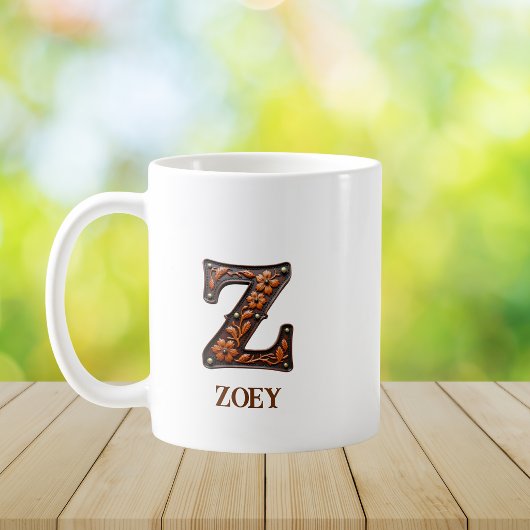 Western風 レザーイニシャルモノグラム Z コーヒーマグカップ