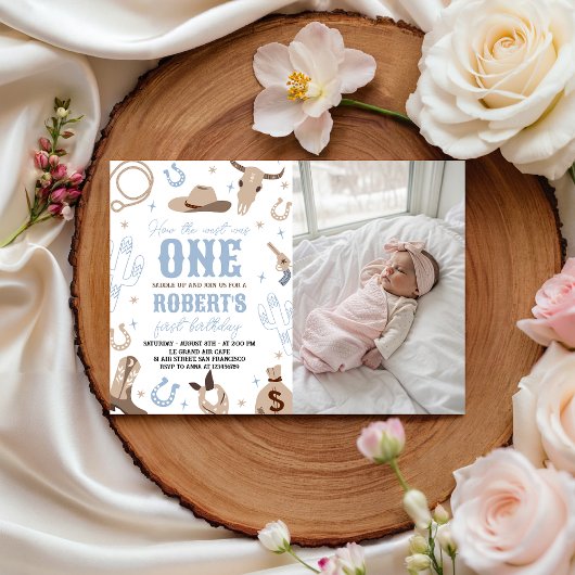 Western 1st Birthday Photo Invitation 招待状