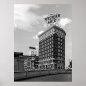 Western Auto Sign Black & White Architecture Photo ポスター (正面)