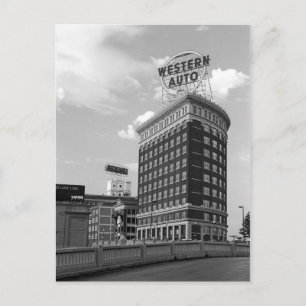Western Auto Sign Black & White Architecture Photo ポストカード