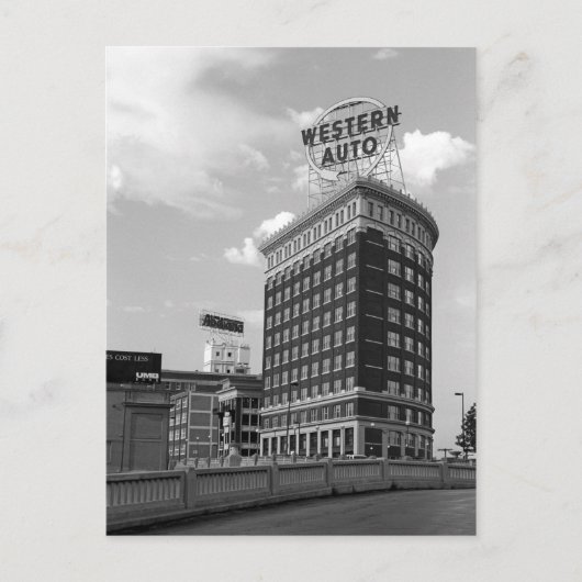 Western Auto Sign Black & White Architecture Photo ポストカード (正面)