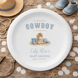 Western Baby Shower Cute Little Cowboy ペーパープレート
