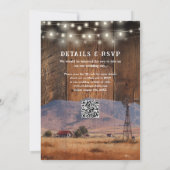 Western Barn Wood QR Code All In One Wedding 招待状 (裏面)