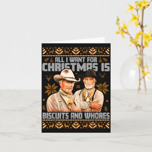 Western Biscuits And S Christmas Ugly  カード (黄色い花)