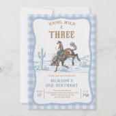 Western Blue Boys Rodeo 3rd Birthday Invitation 招待状 (正面)