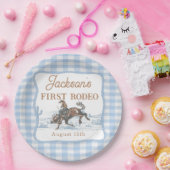 Western Blue Cowboy Rodeo Birthday Paper Plate ペーパープレート (パーティー)