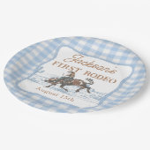 Western Blue Cowboy Rodeo Birthday Paper Plate ペーパープレート (アングル)