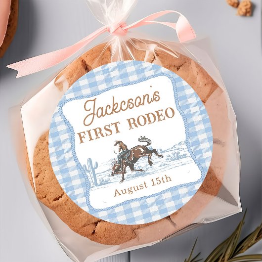 Western Blue Cowboy Rodeo Birthday Sticker ラウンドシール