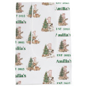 Western Boho Baby Girl First Christmas  ミディアムペーパーバッグ (裏面)