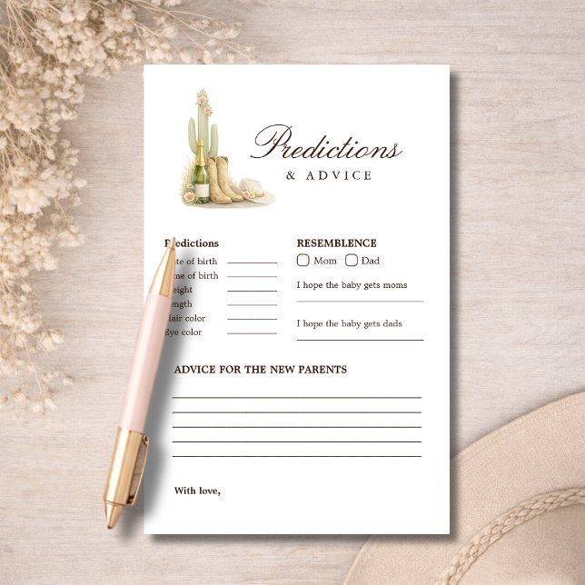Western Boho Baby Shower Predictions & Advice Game (クリエイターアップロード済み)