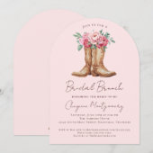 Western Boho Bridal Brunch Blush Pink Floral 招待状 (正面/裏面)