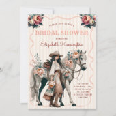 Western Boho Cowgirl Horse Floral Bridal Shower 招待状 (正面)