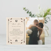 Western Boho Horseshoe Monogram 2写真結婚ズ サンキューカード (スタンド正面)