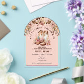 Western Boho Pink Floral Baby Shower アクリル招待状 (インサイチュ (ウェディング))