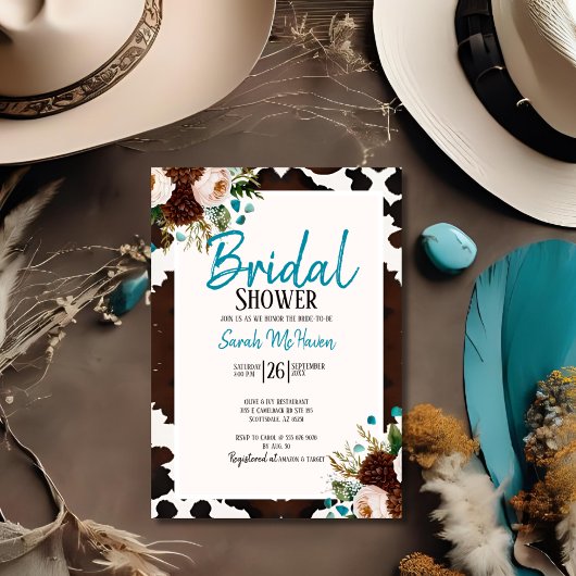 Western Boho Turquoise Bridal Shower 招待状