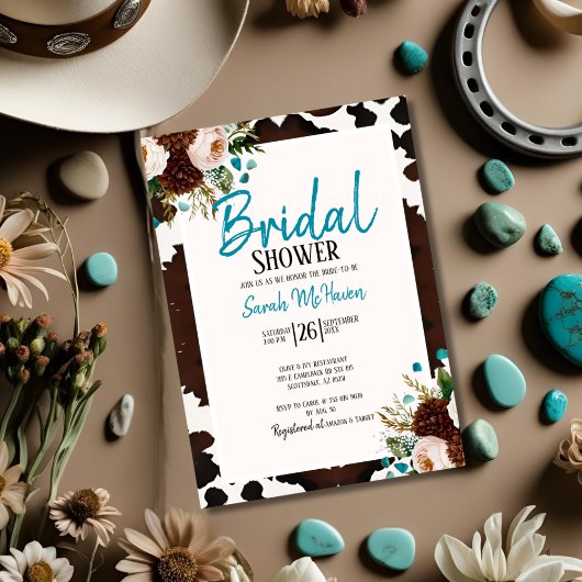 Western Boho Turquoise Bridal Shower 招待状