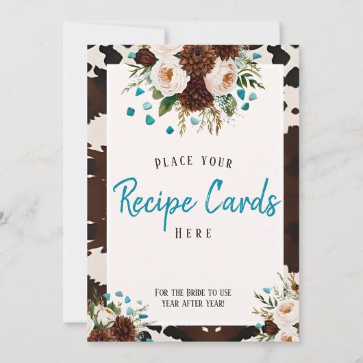 Western Boho Wildflower Recipe Cards Here Sign 招待状 (裏面)