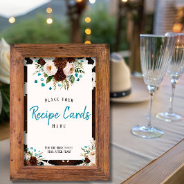 Western Boho Wildflower Recipe Cards Here Sign 招待状