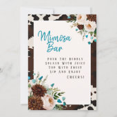 Western Boho Wildflowers Turquoise Mimosa Bar Sign 招待状 (裏面)